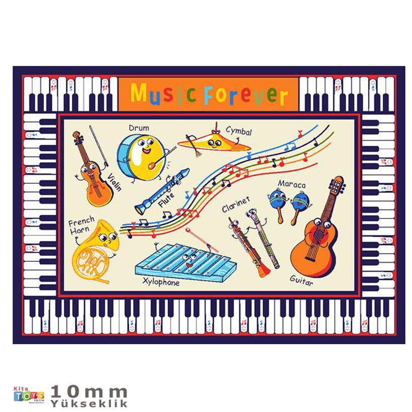 Musıc 200x290 Bej Anaokulu Anti-Slip Halı