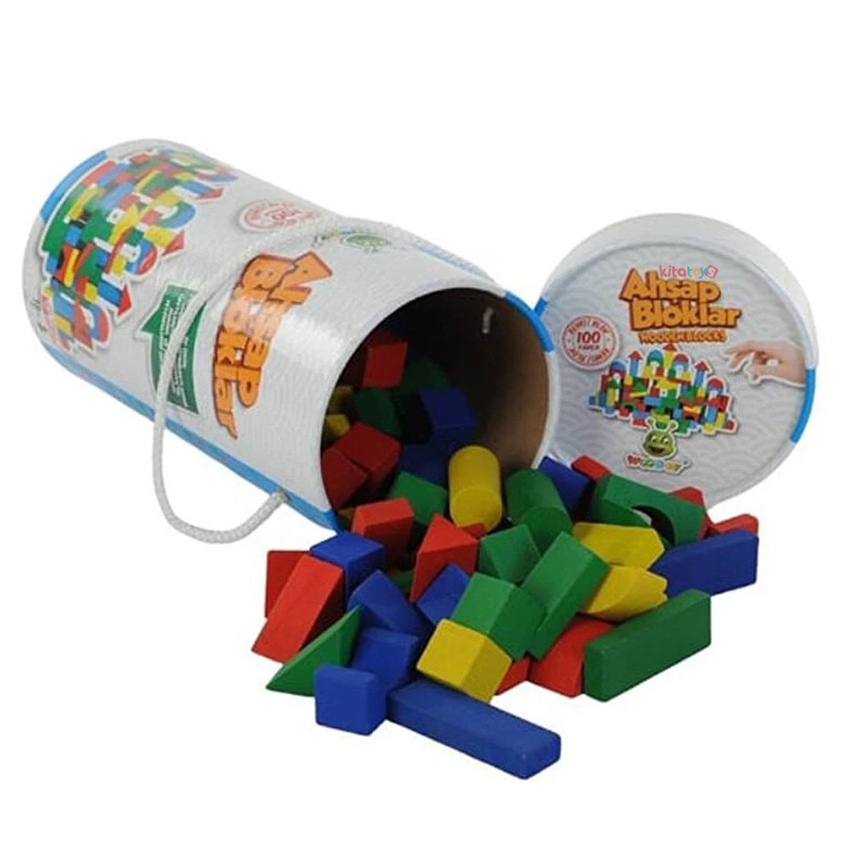 Ahşap Blok 100 Parça Küçük (Kovalı) Bloklar (Renkli) KR016 KARSAN