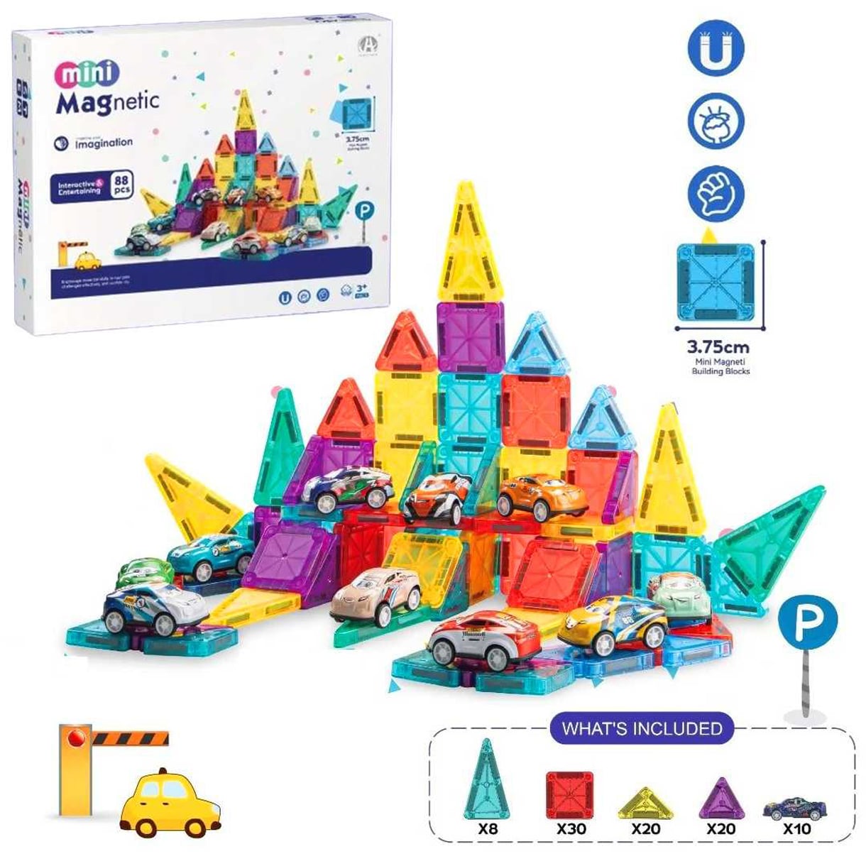 Magnetic Blok 88 Parça 3.75cm Manyetik 3D (Mıknatıslı Legolar) 1527