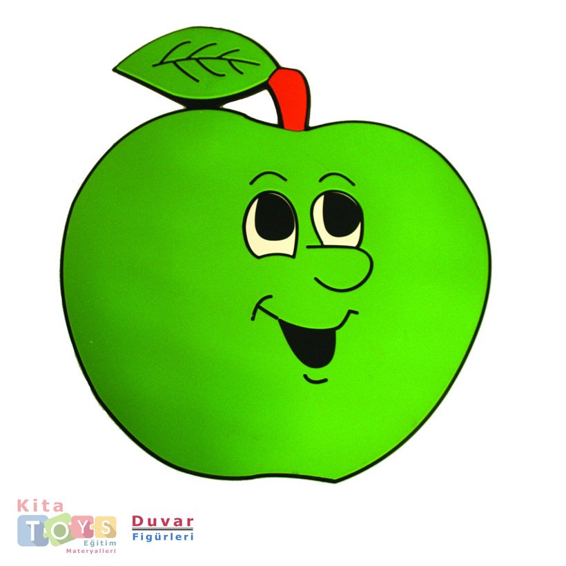 Ahşap Duvar Figürü Yeşil Elma