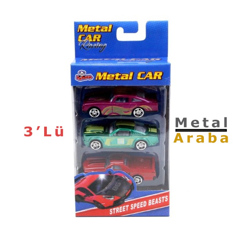 3'Lü Metal Araba Seti Die-Cast 717-3