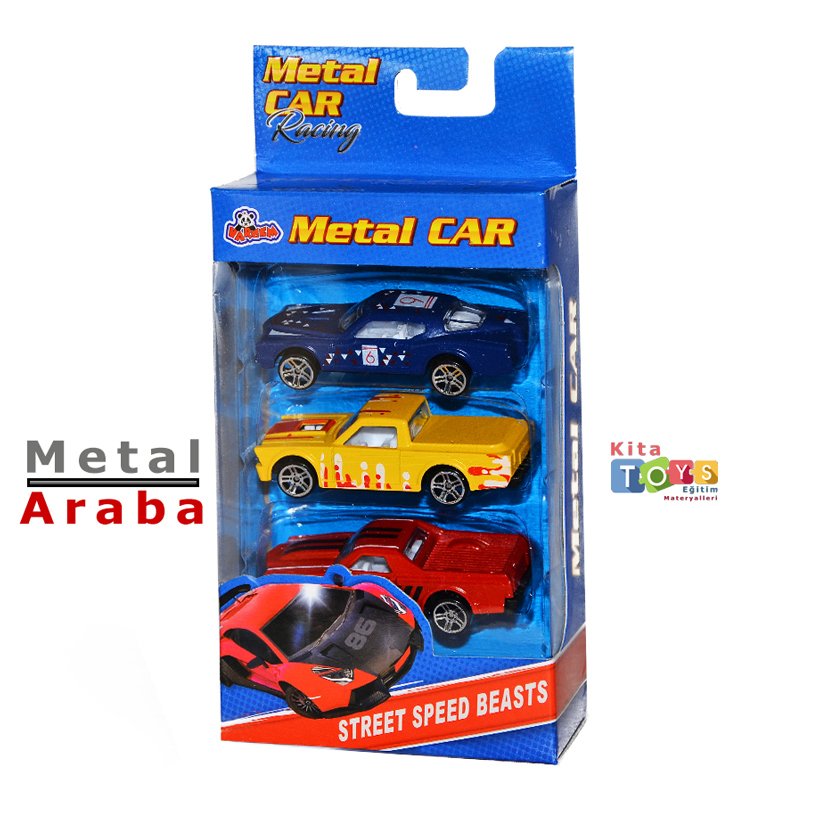 3'Lü Metal Araba Seti Die-Cast 717-3