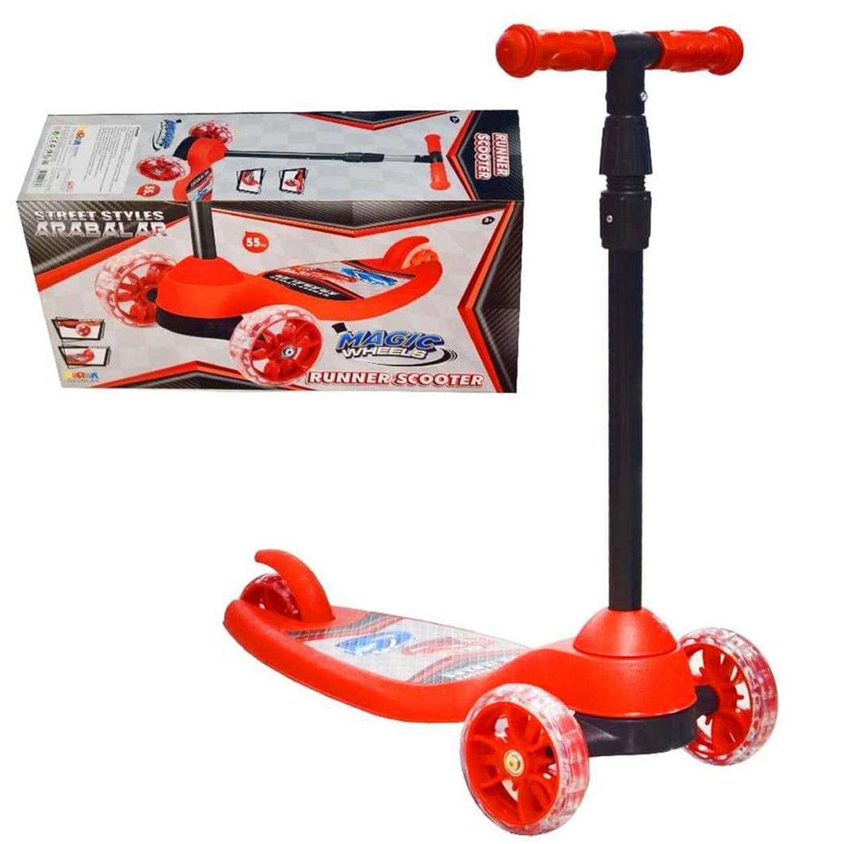 Işıklı Scooter 3 Teker Street Styles Arabalar 2525 (Çocuk Skuter Tekerli)