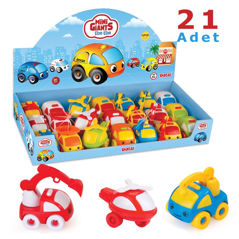 Ton Ton Arabalar 21 Adet Set (Kırılmaz-Dayanıklı)