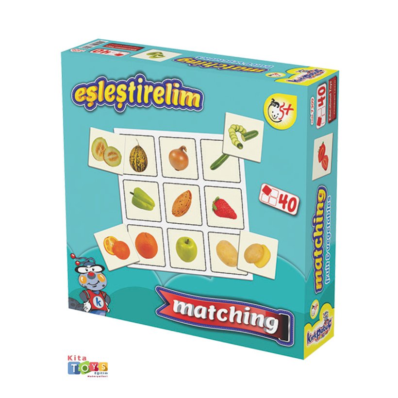 Eşleştirme Meyveler-Sebzeler Anaokulu Oyun Kartları