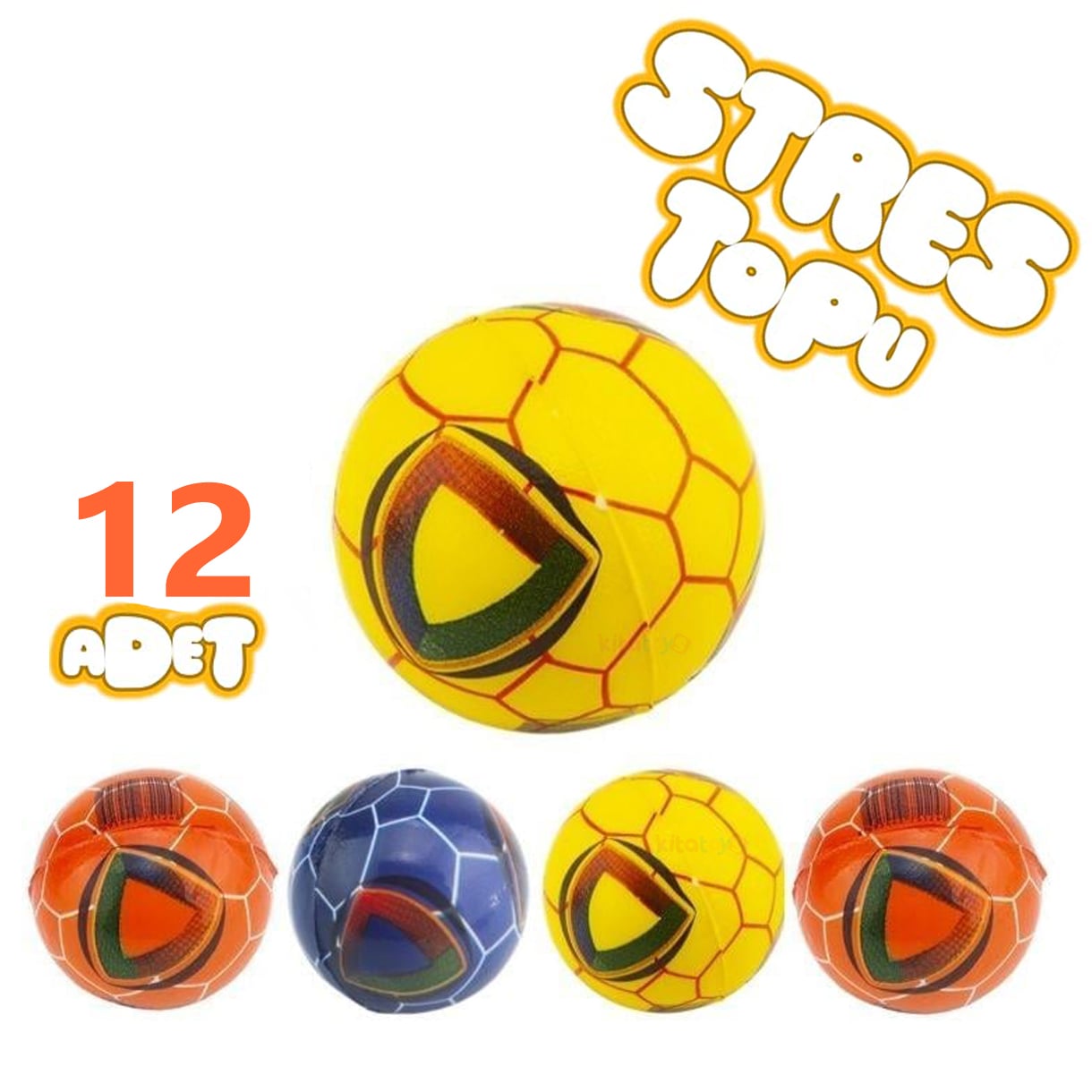 Stres Topu 12'Li Soft Renkli Desenli (Toptan Karne Hediyesi)