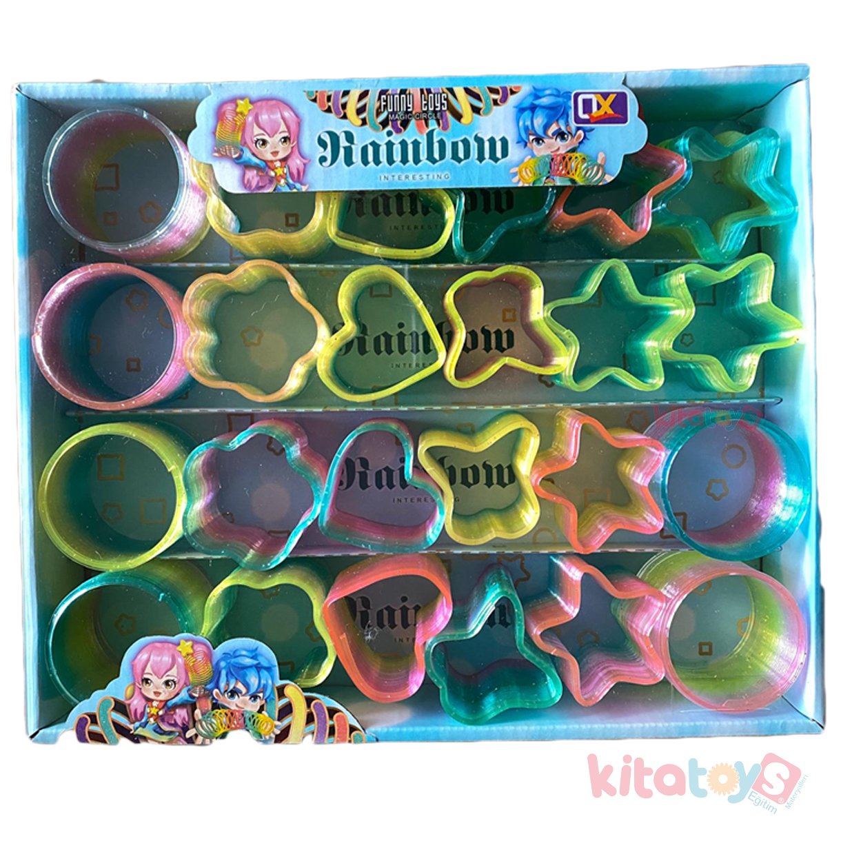 Stres Yayı 24'Lü ŞEKİLLİ Renkli (Toptan Öğrenci Karne Hediyesi Oyuncak) Gökkuşağı 