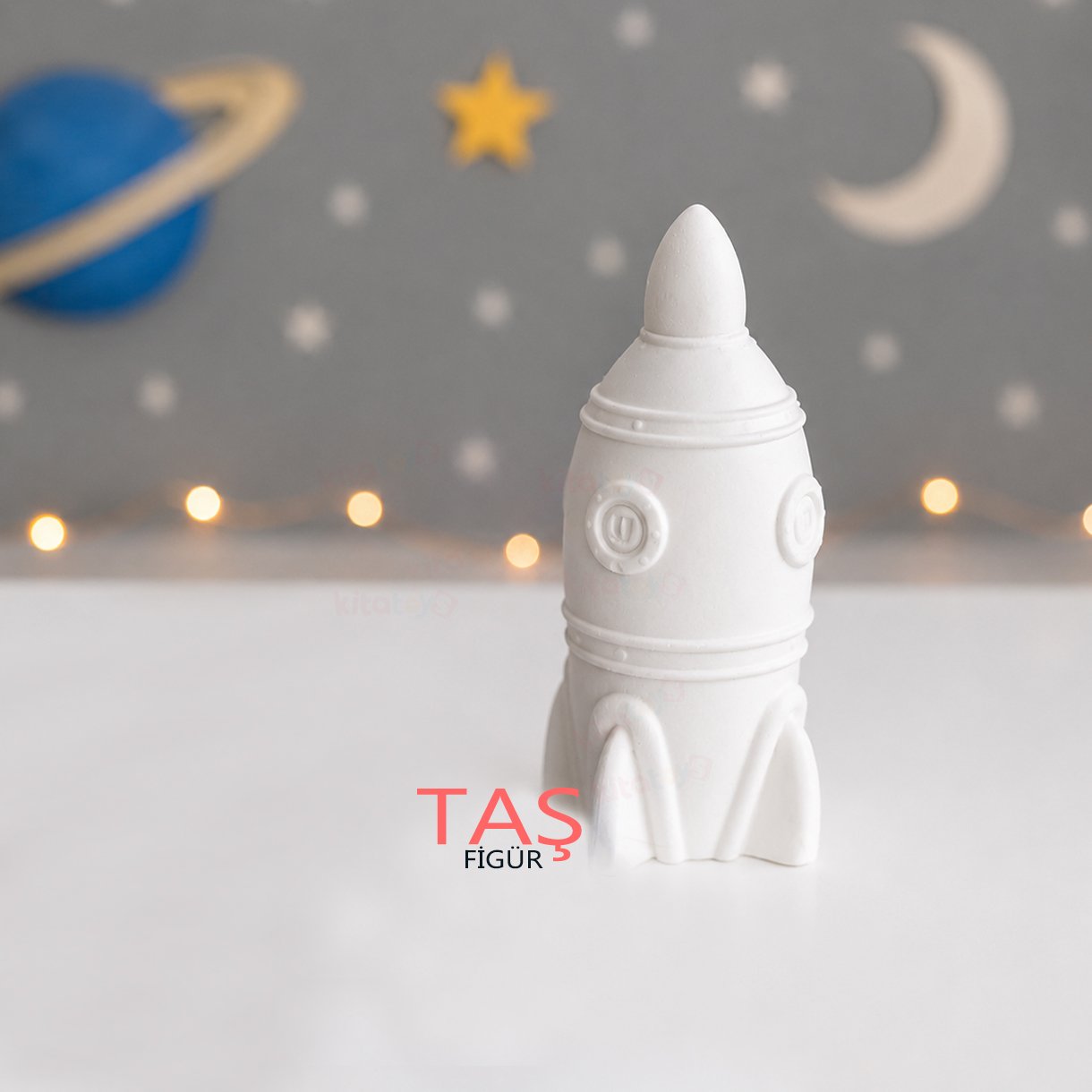Taş Boyama Figürü Roket 3 Boyutlu (3D Uzay Temalı Kitatoys Oyuncak Objesi)