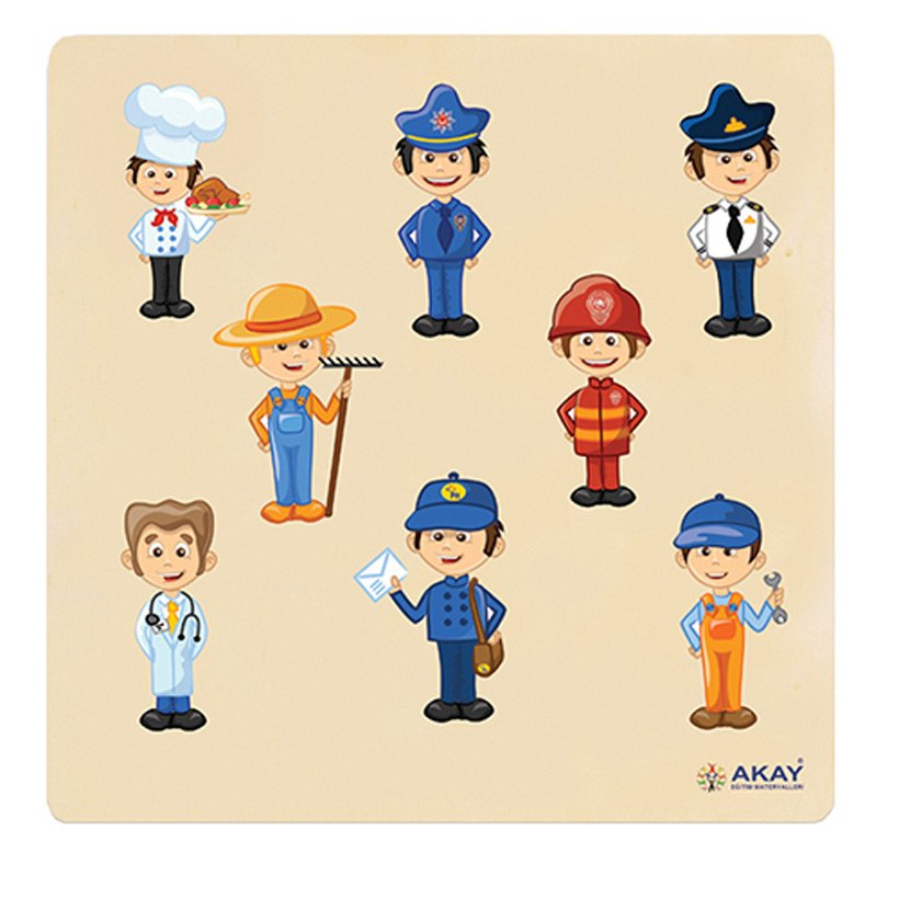 Tutmalı Meslekler Ahşap Puzzle 30x30 cm
