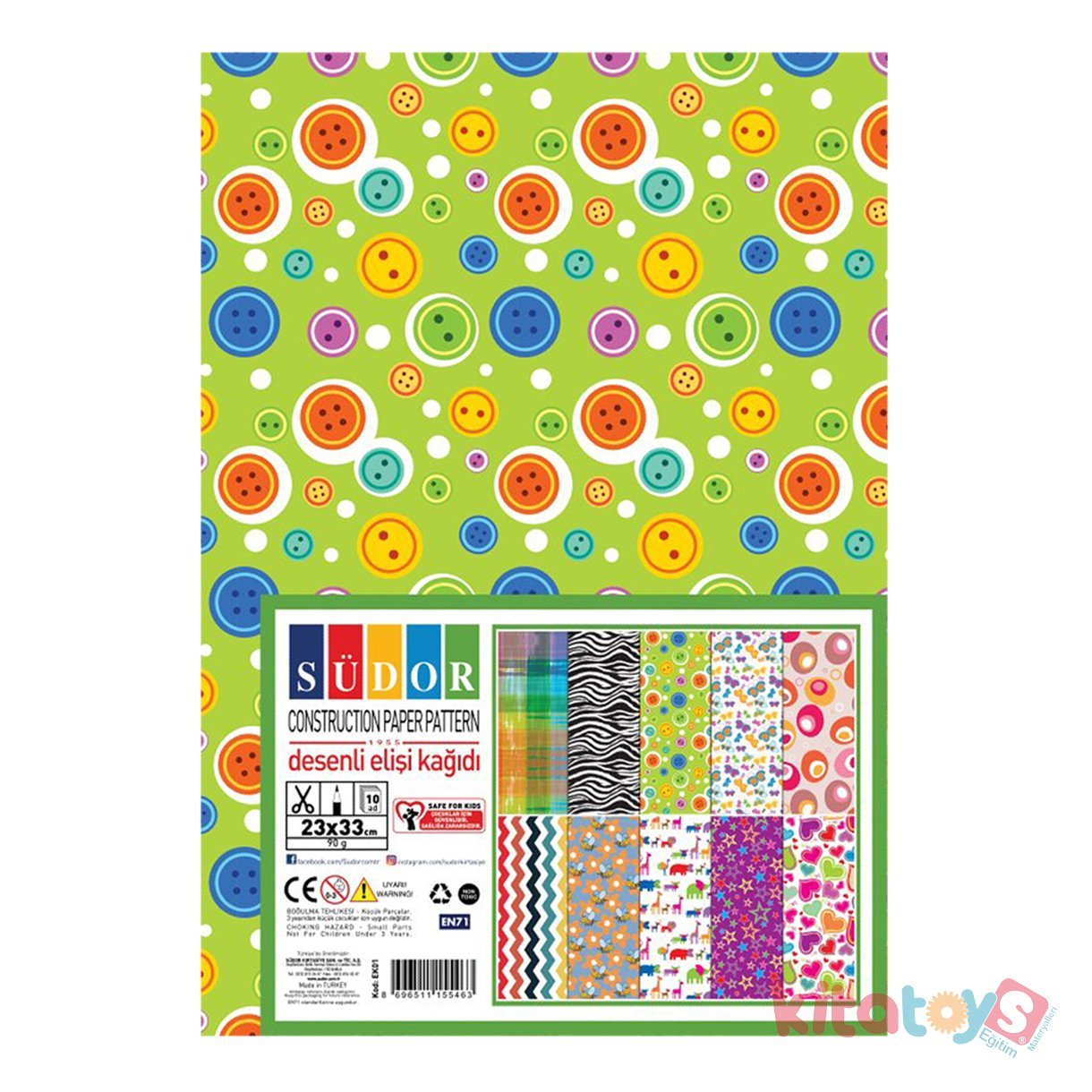 DESENLİ Elişi Kağıdı 10'Lu (KARIŞIK DESEN) Kağıt 23×33 90 g