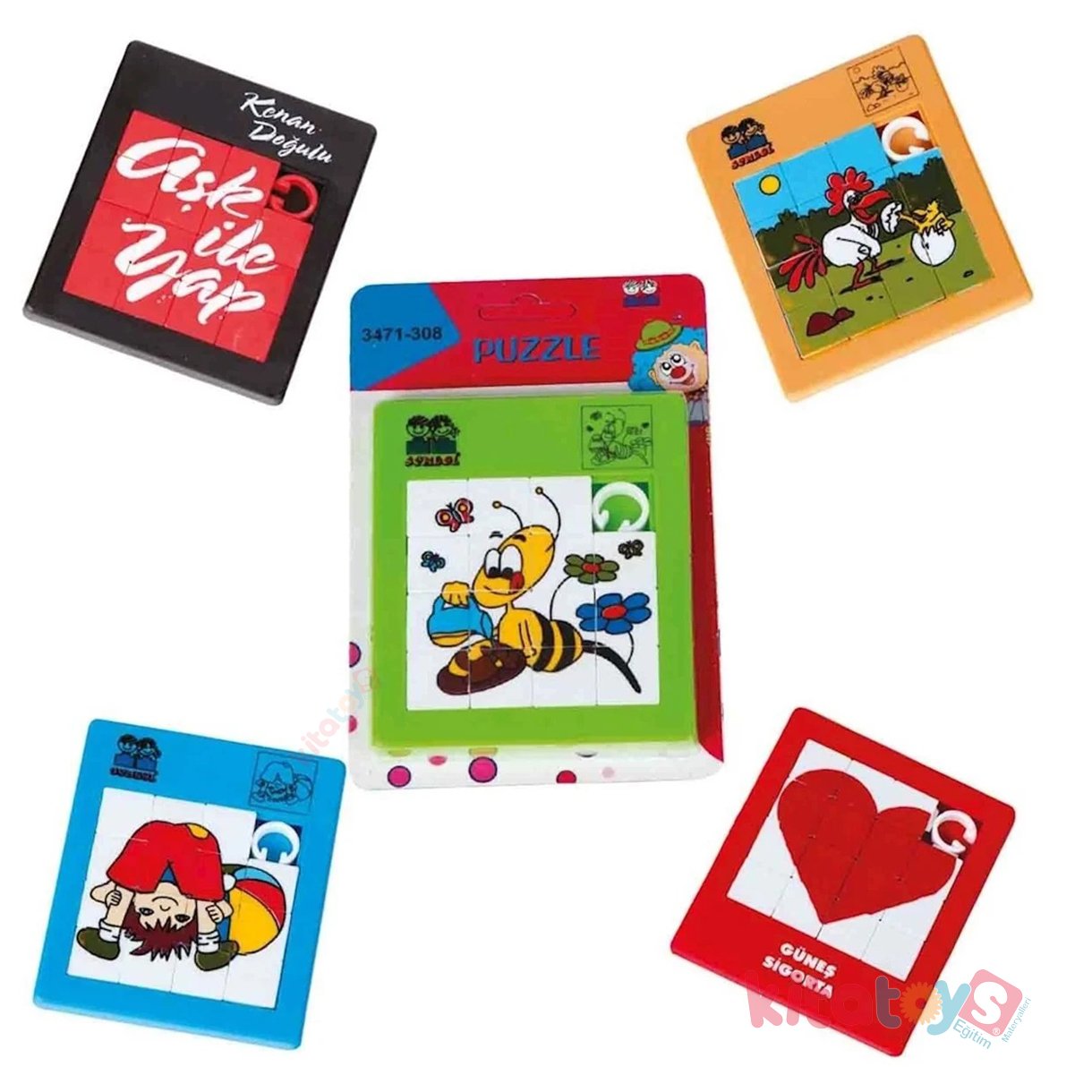 Kaydırmalı Puzzle Oyunu 4x4 Kartela Büyük Boy (Güçlü Oyuncak) Sürüklemeli