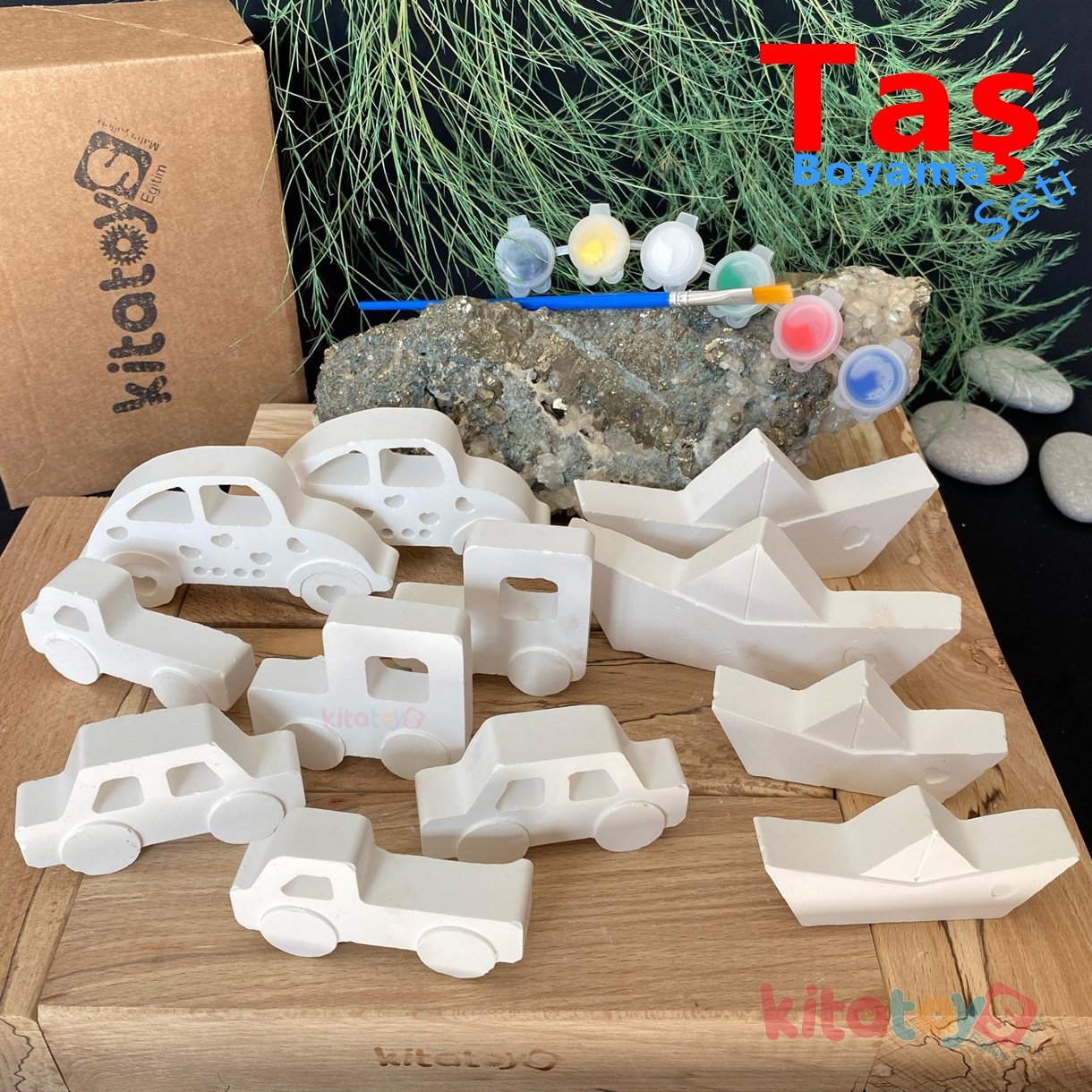 Taş Boyama Araçlar Seti 12 Adet (Sağlam Taş Tozu Arabalar) Sanat