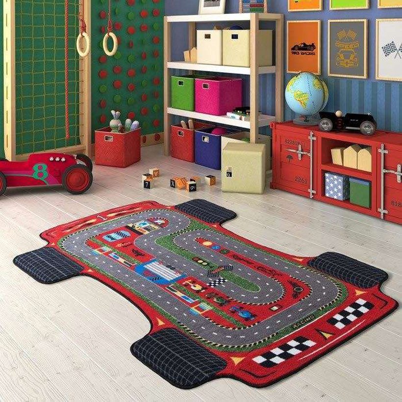 Çocuk Odası Halısı Racer Anti-Slip Confetti
