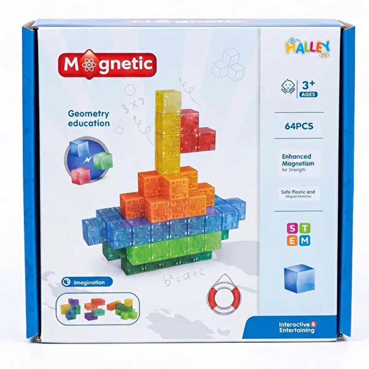 Magnetic Küp Yapı Blok Seti 64 Parça 2x2x2 cm (Güçlü Mıknatıslı Birim Küpleri) Manyetik Geometri Eğitimi