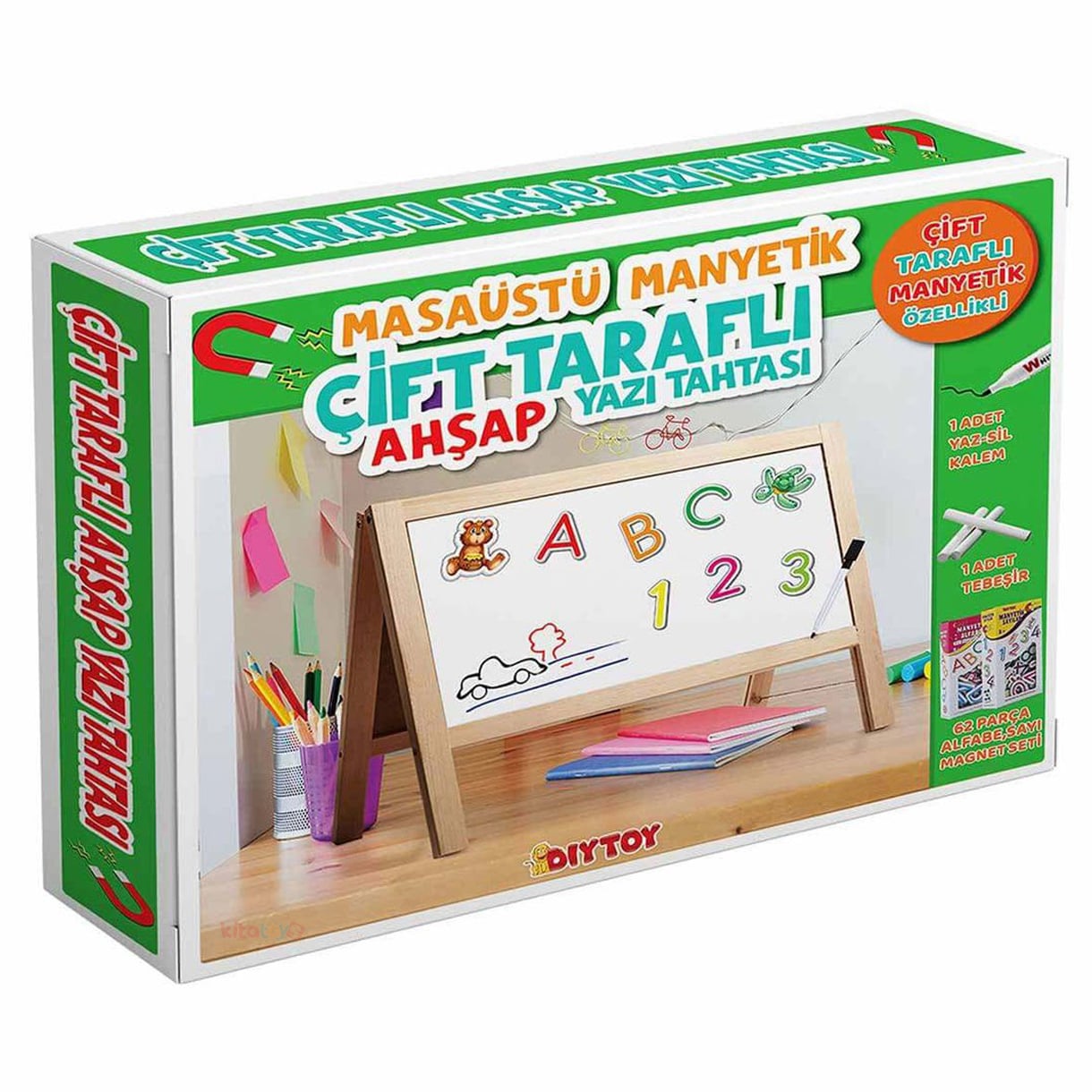 Manyetik Masa Üstü Çift Taraflı Yazı Tahtası (Ahşap) 2243