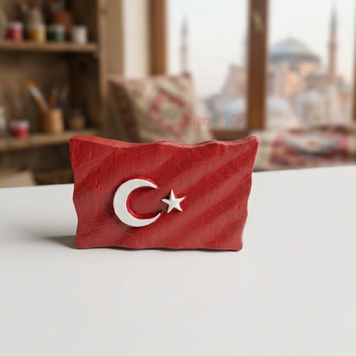 Taş Boyama Figürü BAYRAK 8x5 (Taş Alçı Objeleri)