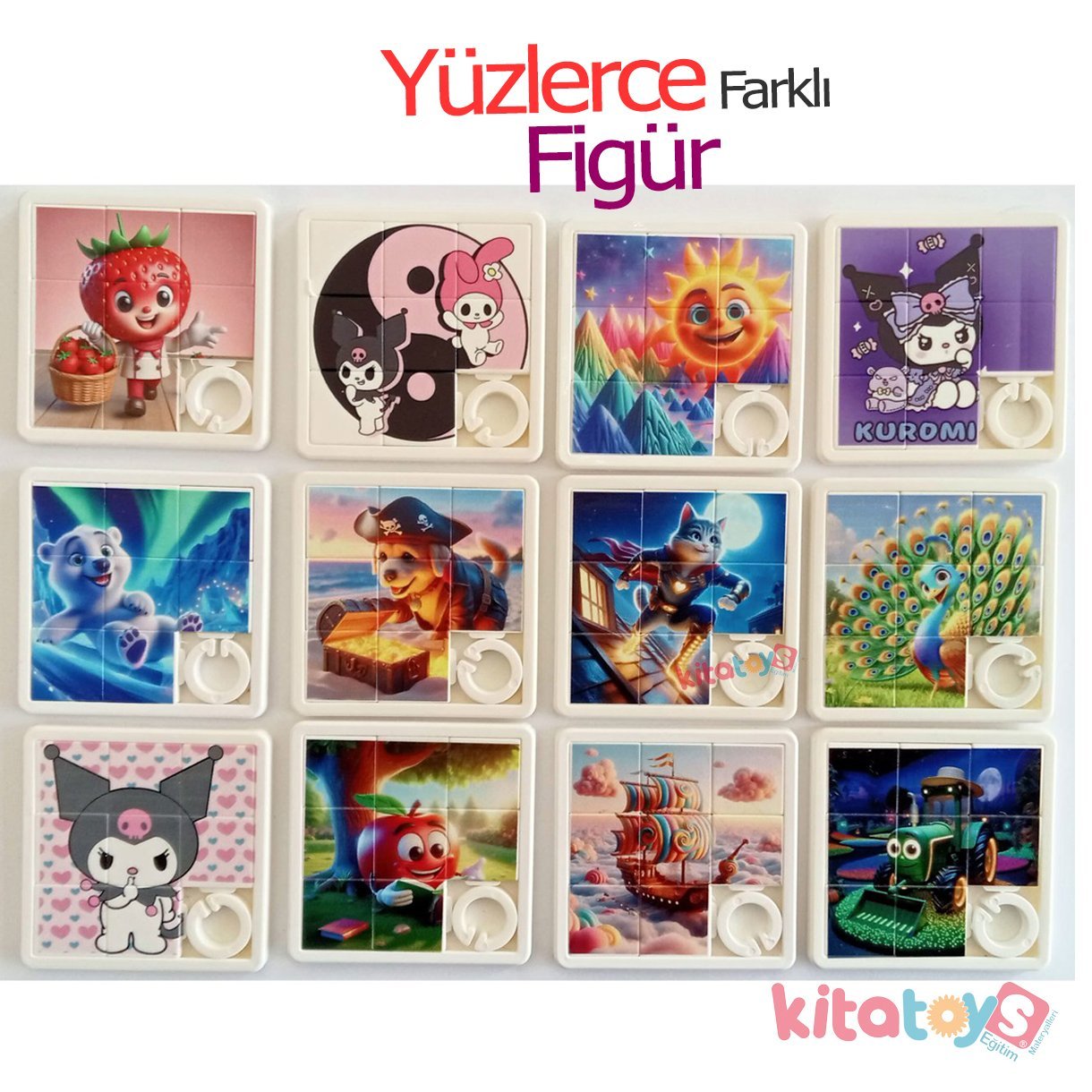 Kaydırmalı Puzzle Oyunu 3x3 Kartela KÜÇÜK Boy (Sürüklemeli) Slide Yapboz