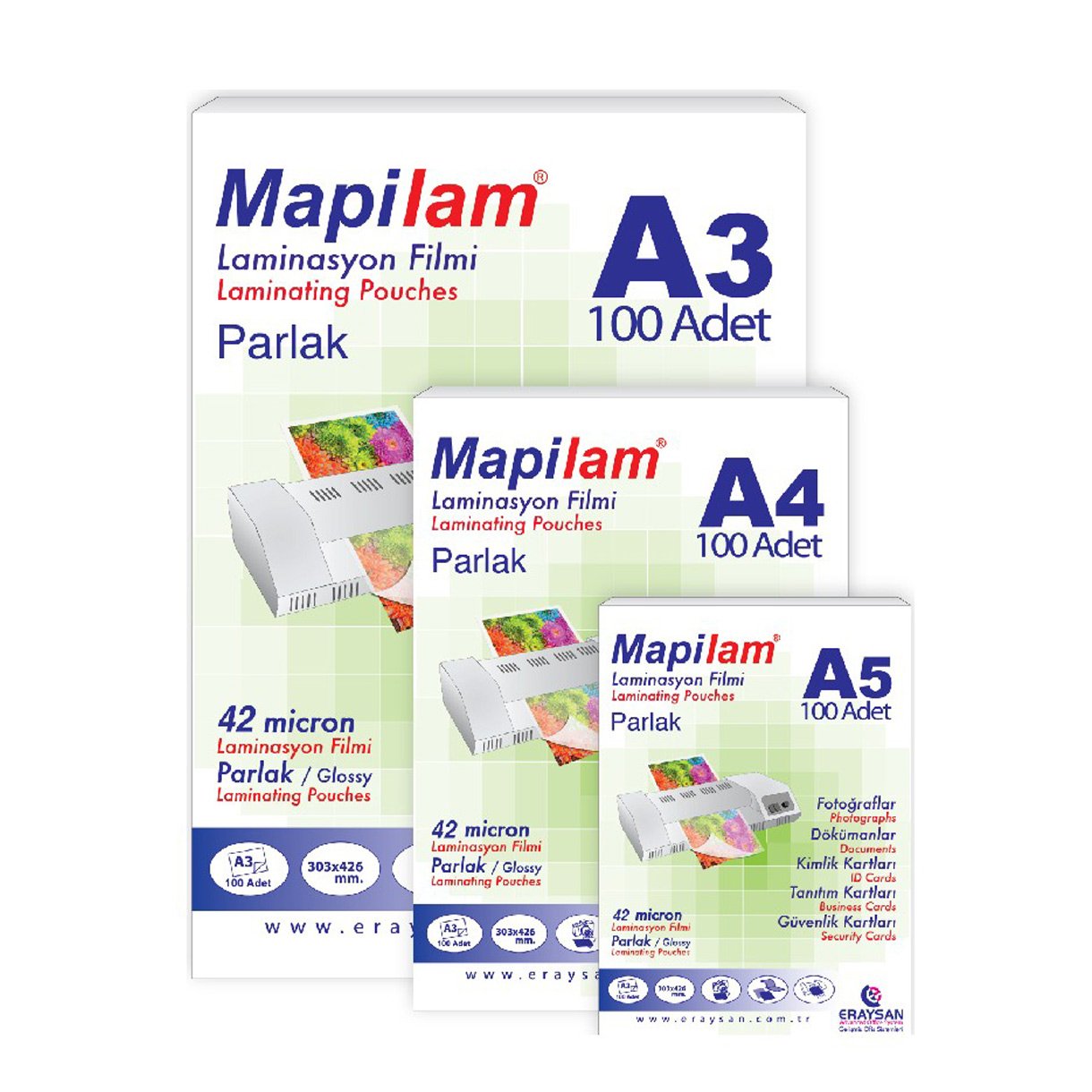 Laminasyon Filmi 100 Adet-A4 125 Micron Kaplama MAPİ
