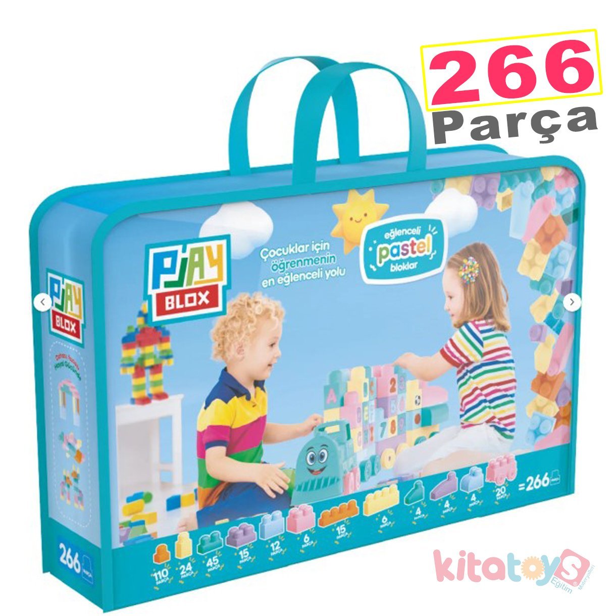 Play Blox 266 Parça Lego Pastel Renk (Yapı Oyuncakları Bloklar Seti)