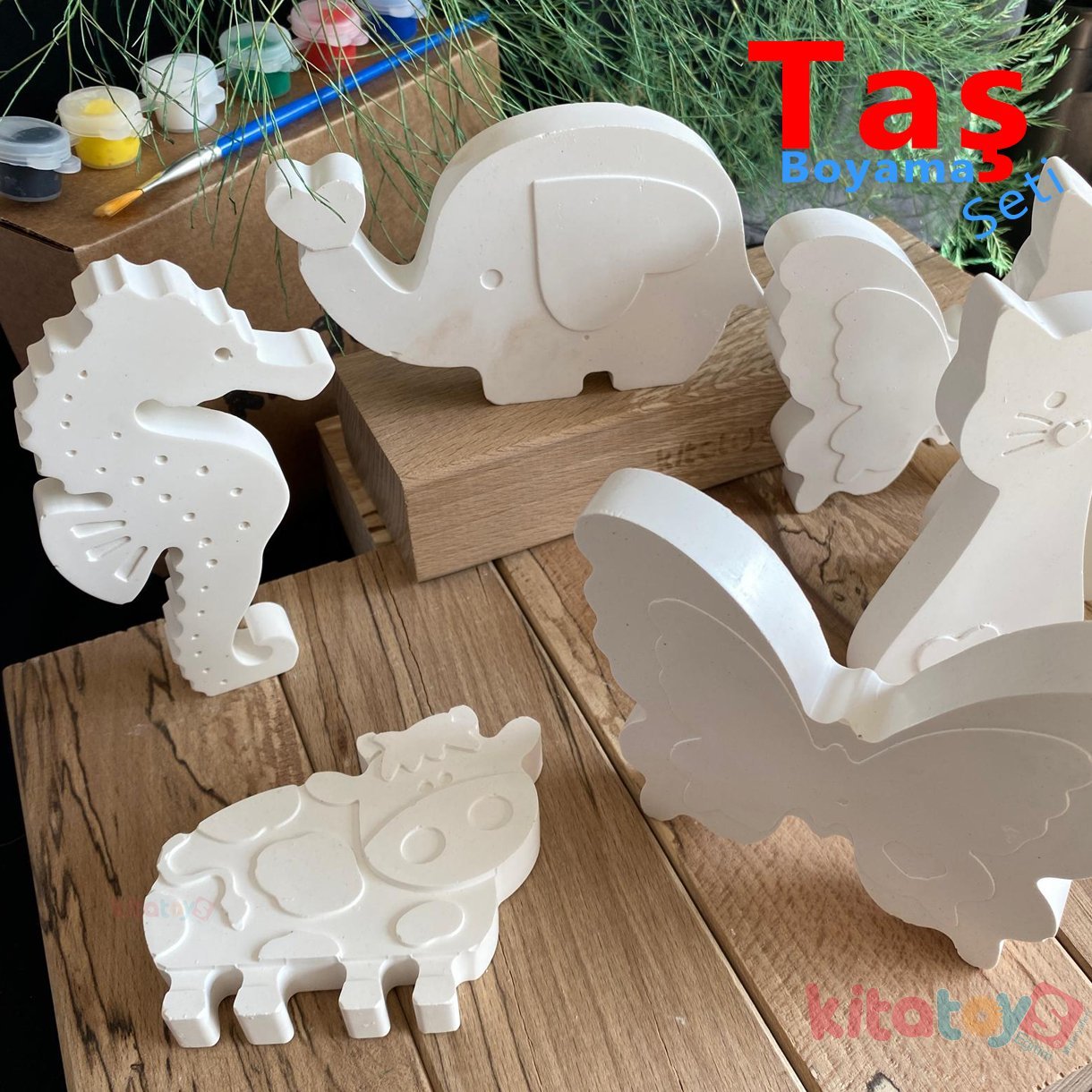 Taş Boyama Seti 12 Adet HAYVANLAR ALEMİ (Sağlam Taş Tozu Objeleri)