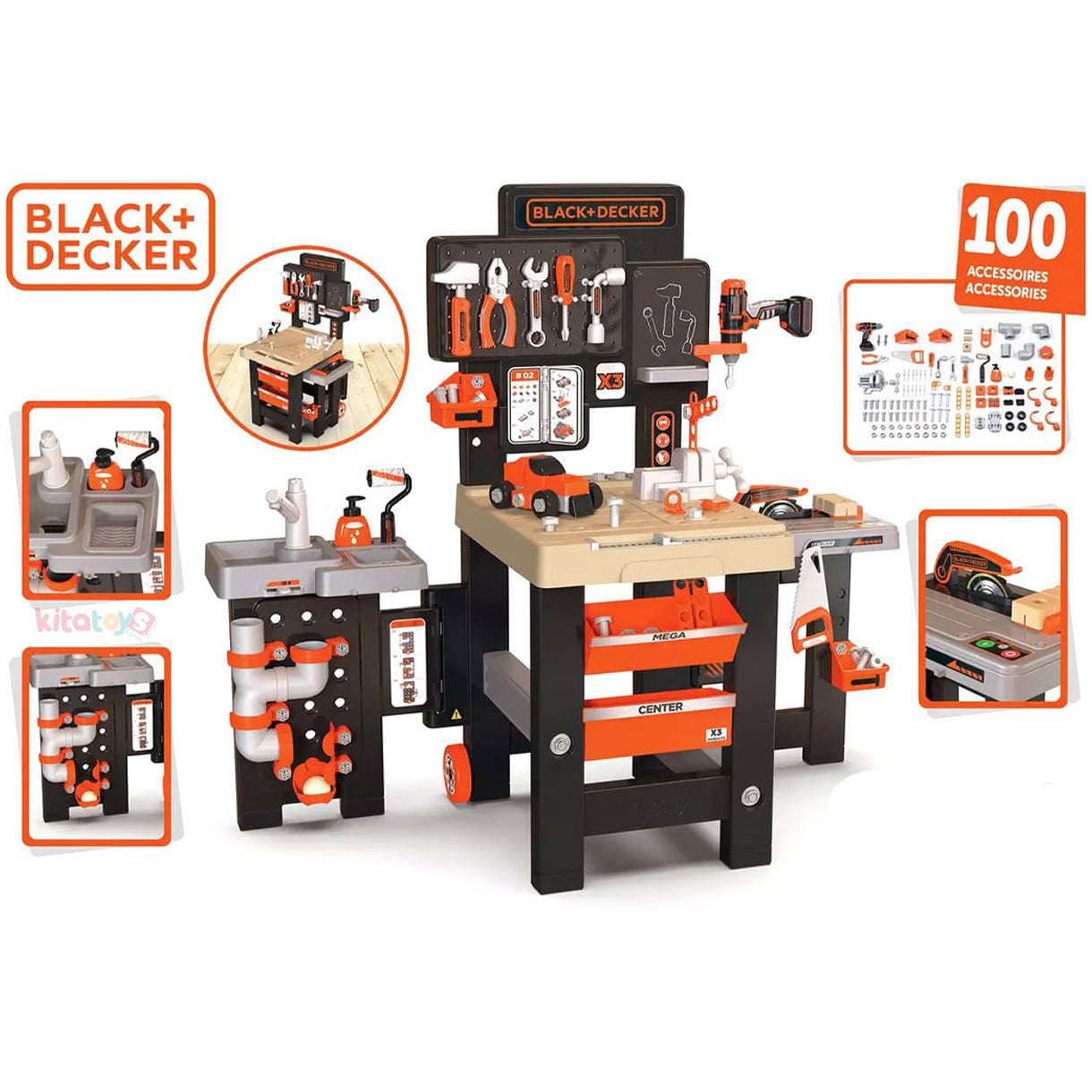 Black+Decker Mega Tamir Masası Tezgahı Oyun Seti Smoby (Oyuncak Mega Werkbank Center Takımı)