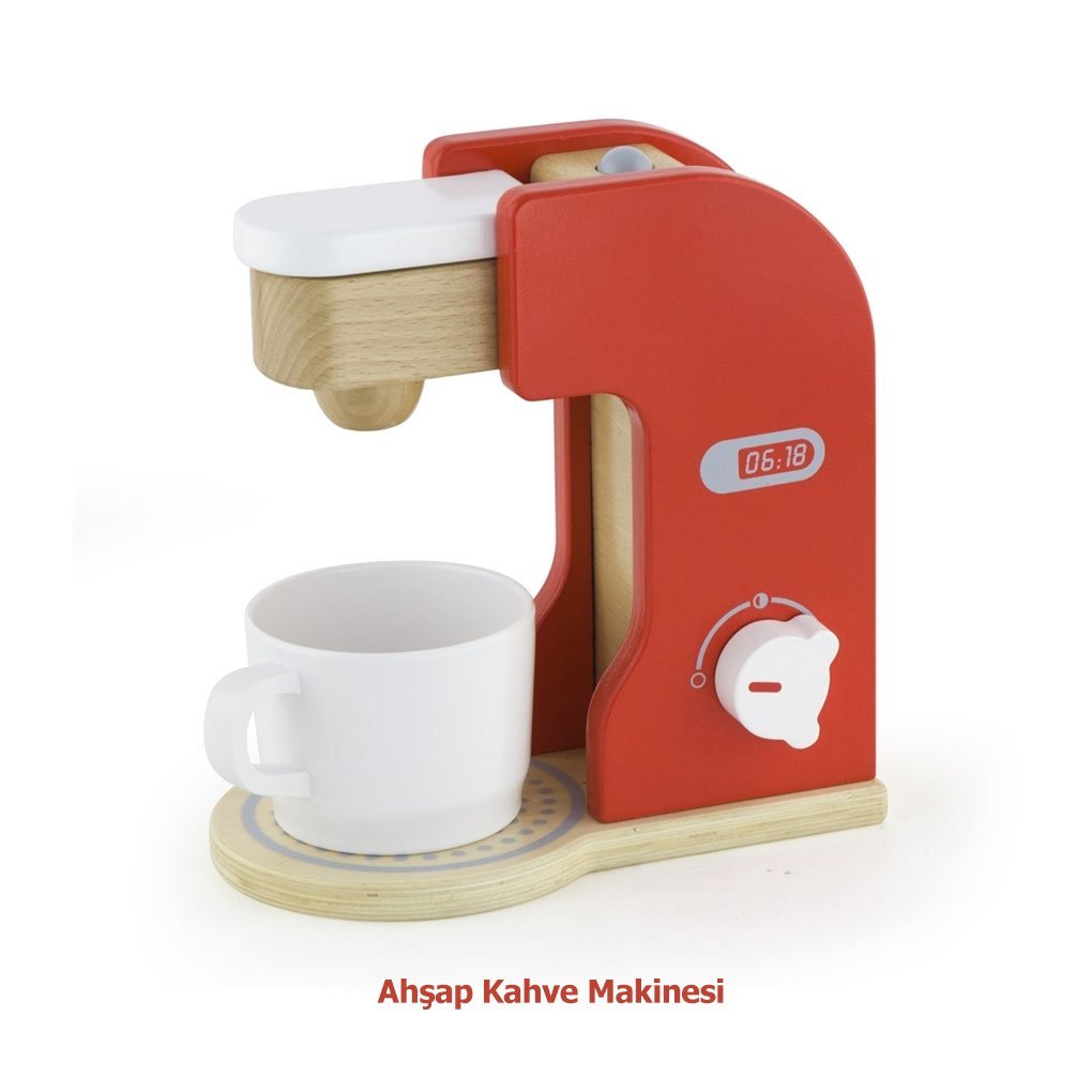 Ahşap Kahve Makinesi Oyuncak Mutfak Seti