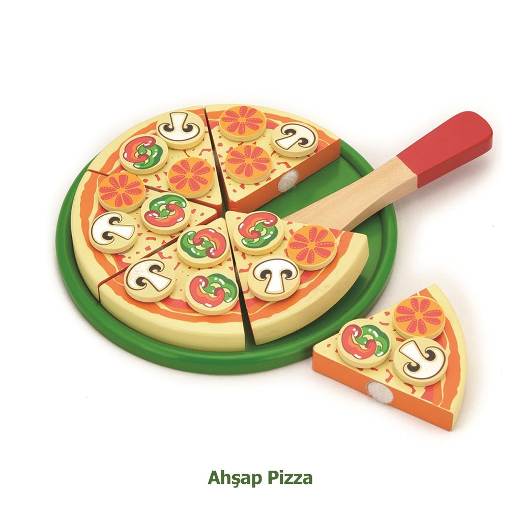 Ahşap Pizza Oyuncak Yemek Seti
