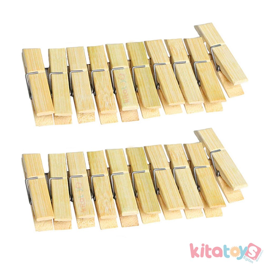 Ahşap Bambu Mandal 20'Li Standart Boy (70 mm Çamaşır Mandalı)