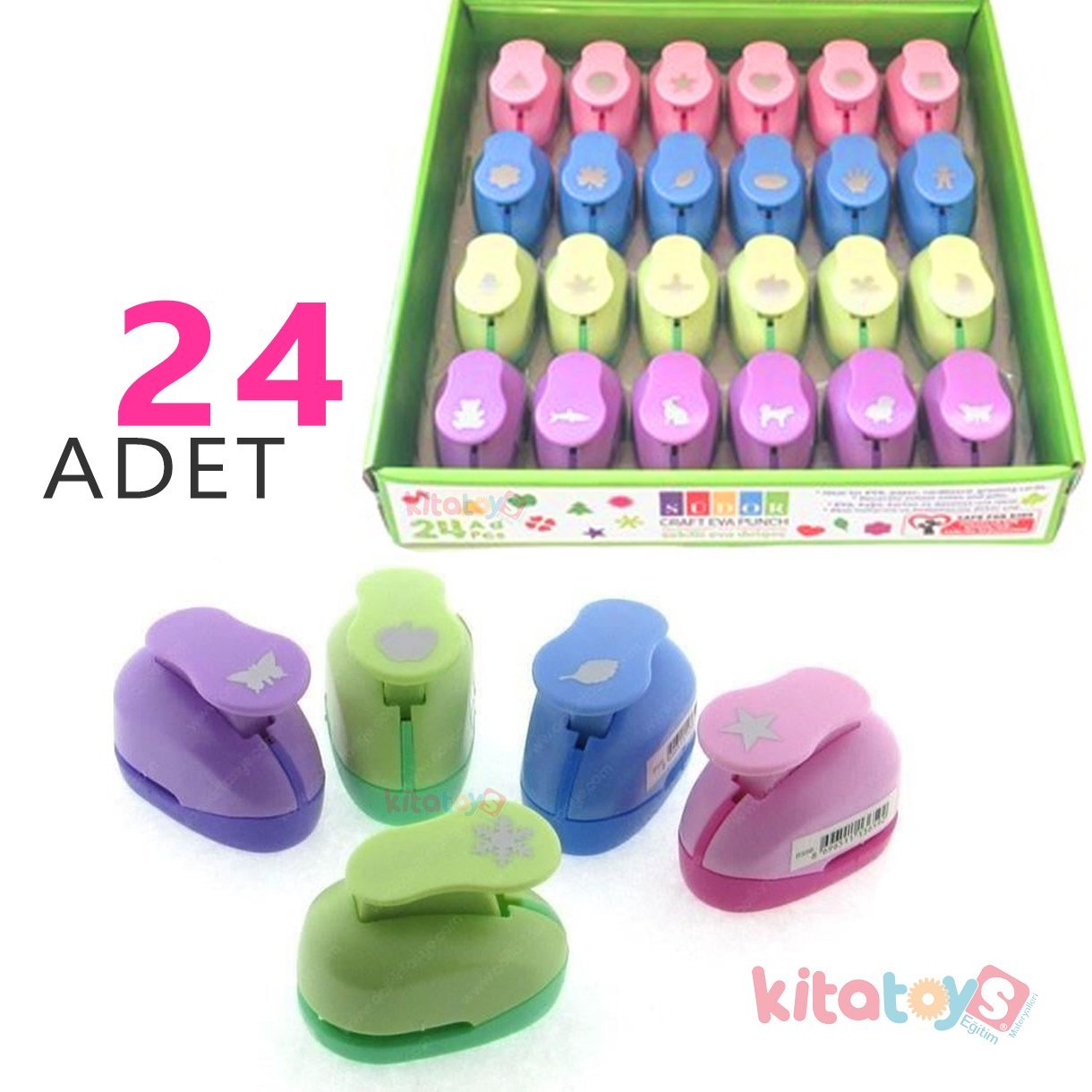 Eva Şekilli Delgeç 24'Lü Şekilgeç 1.6 cm Orta Boy Karışık Figürler BS96