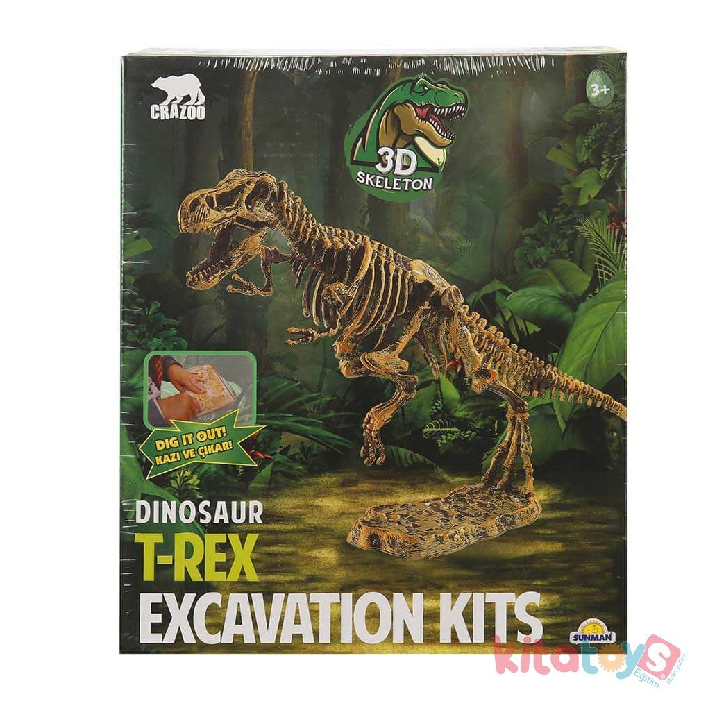 Fosil Kazı Seti 3D (Figürlü Dinozor T-Rex)