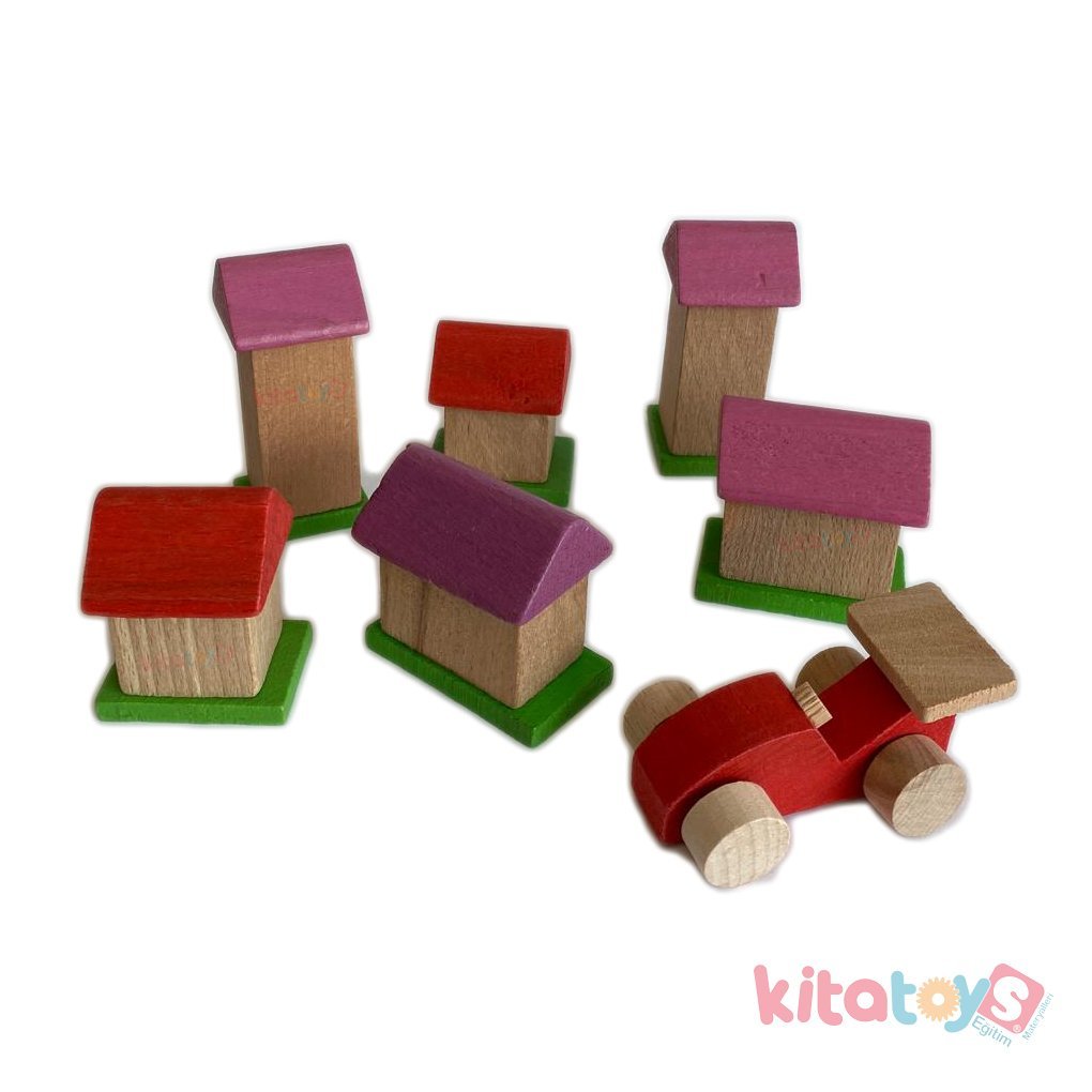 Mini Arabalı Şehir Seti (Ahşap Oyuncaklar)