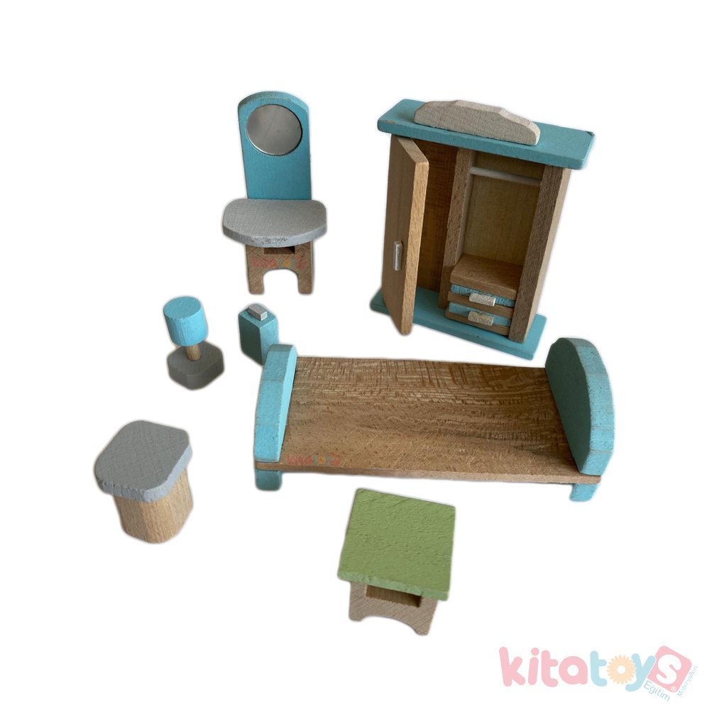 Mini Yatak Odası Takımı Seti (Ahşap Oyuncaklar)