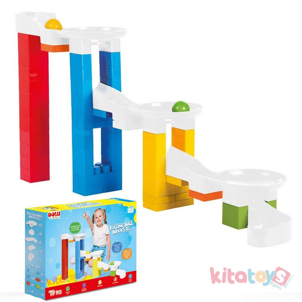 Top Yuvarlama Blokları XL 79 Parça (Eğitici Toplu Yapı Blokları Lego) Dolu