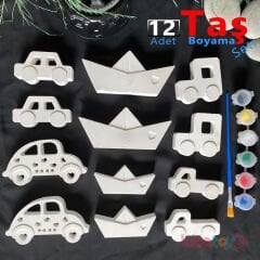 Taş Boyama Araçlar Seti 12 Adet (Sağlam Taş Tozu Arabalar) Sanat