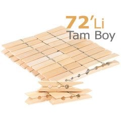 Büyük Ahşap Mandal 72'Li (70 mm Çamaşır Mandalı)