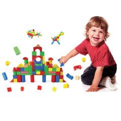 Ahşap Blok 100 Parça (Kalınlık 3 cm) Renkli