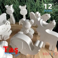 Taş Boyama Seti 12 Adet ORMAN HAYVANLARI (Sağlam Taş Tozu Objeleri)