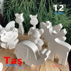 Taş Boyama Seti 12 Adet ORMAN HAYVANLARI (Sağlam Taş Tozu Objeleri)