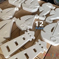 Taş Boyama DENİZ TEMALI Set 12 Adet (Sağlam Taş Tozu Arabalar) Sanat