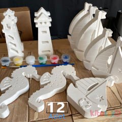 Taş Boyama DENİZ TEMALI Set 12 Adet (Sağlam Taş Tozu Arabalar) Sanat