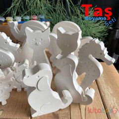 Taş Boyama Seti 12 Adet HAYVANLAR ALEMİ-Büyük Boy-(Sağlam Taş Tozu Objeleri)