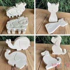 Taş Boyama Seti 12 Adet HAYVANLAR ALEMİ-Büyük Boy-(Sağlam Taş Tozu Objeleri)