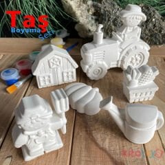 Taş Boyama 12 Adet Ali Baba ÇİFTLİK Seti (Sağlam Taş Tozu Hayvanlar Objesi)