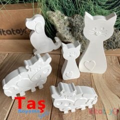 Taş Boyama 12 Adet Ali Baba ÇİFTLİK Seti (Sağlam Taş Tozu Hayvanlar Objesi)