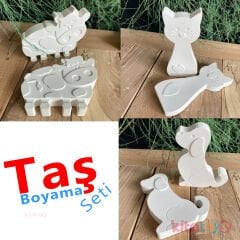 Taş Boyama 12 Adet Ali Baba ÇİFTLİK Seti (Sağlam Taş Tozu Hayvanlar Objesi)