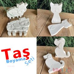 Taş Boyama 12 Adet Ali Baba ÇİFTLİK Seti (Sağlam Taş Tozu Hayvanlar Objesi)