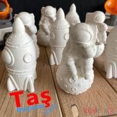 Taş Boyama Seti 8 Adet Roket Astronot Ay 3 Boyutlu (3D Uzay Temalı Taş Tozu Objeleri)