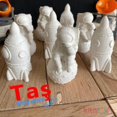 Taş Boyama Seti 8 Adet Roket Astronot Ay 3 Boyutlu (3D Uzay Temalı Taş Tozu Objeleri)
