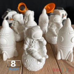 Taş Boyama Seti 8 Adet Roket Astronot Ay 3 Boyutlu (3D Uzay Temalı Taş Tozu Objeleri)