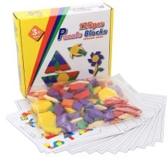 125 Parça Tangram Oyunu Ahşap (Anaokulu Malzemeleri Puzzle)
